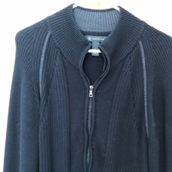 INC International Concepts Knit Collar Jacket Zip Sweater Men Women Long XL - Picture 2 of 7